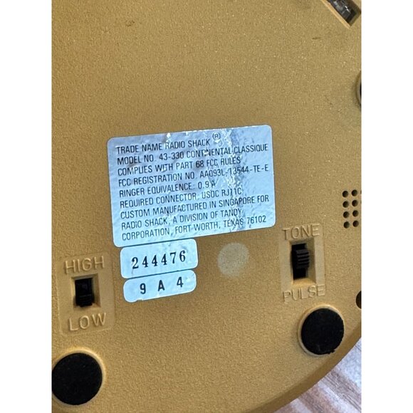 VTG Radio Shack French Style Push Button Telephone 43-330 Beige Gold UNTESTED - Picture 7 of 12